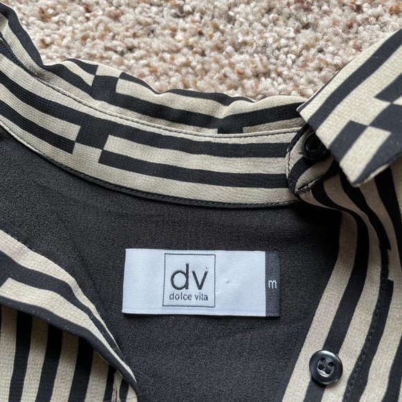 DV by Dolce Vita Cream & Black Shirt Dress - Med - Picture 2 of 3